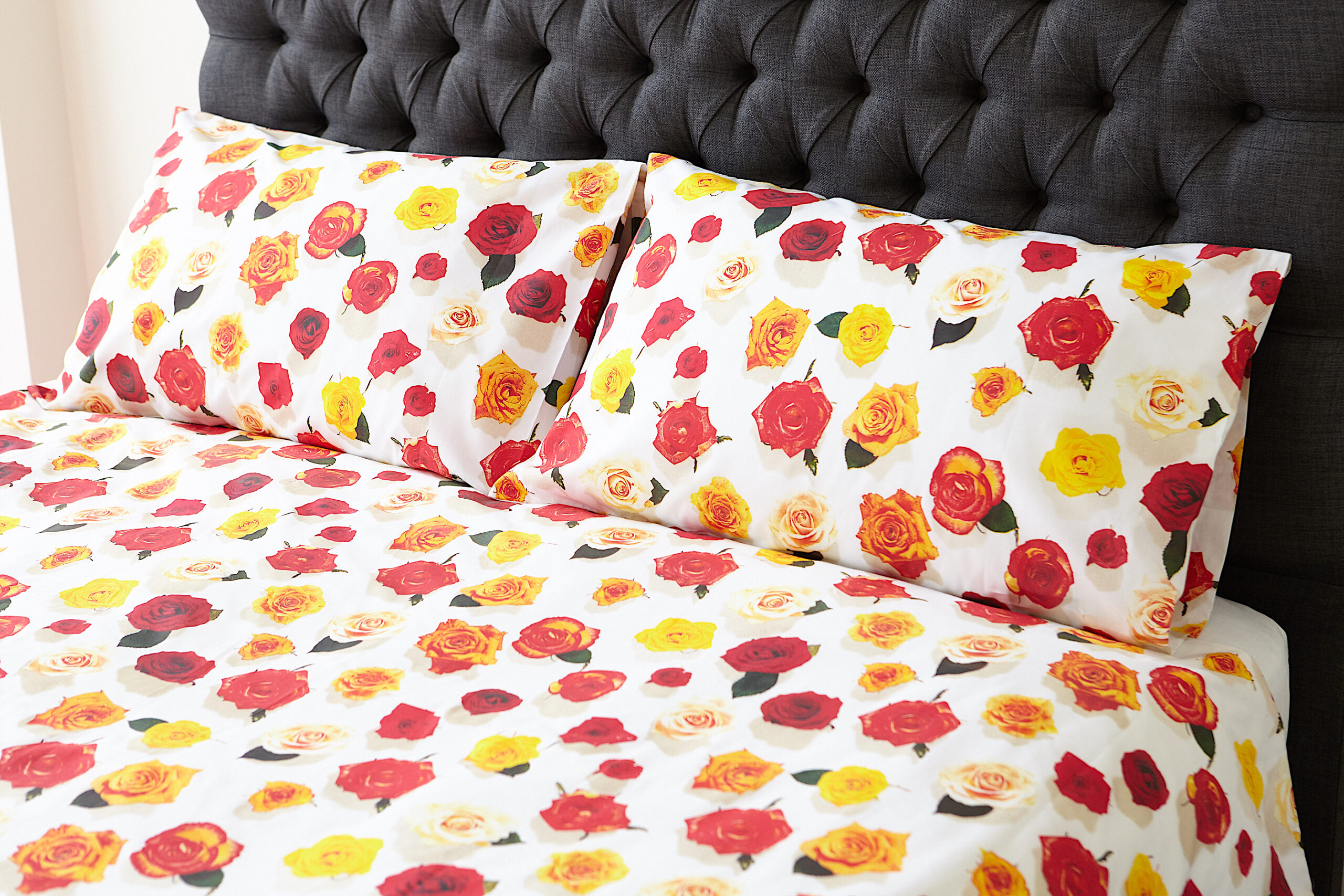 ‘Summer Roses’  – White Pillowcase