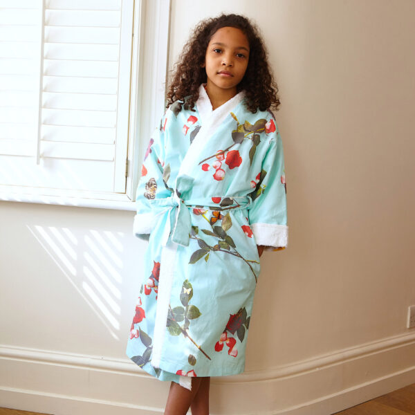 ‘Bed Of Roses’ – Turquoise Kids Dressing Gown