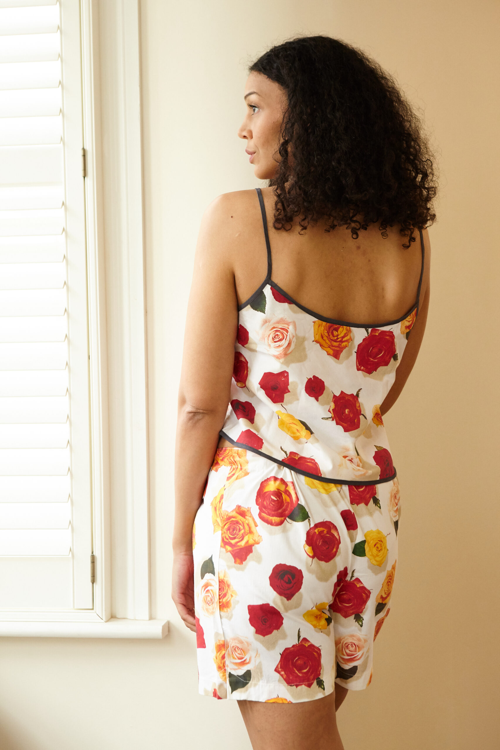 ‘Summer Roses’ – White Camisole & Shorts - Image 2