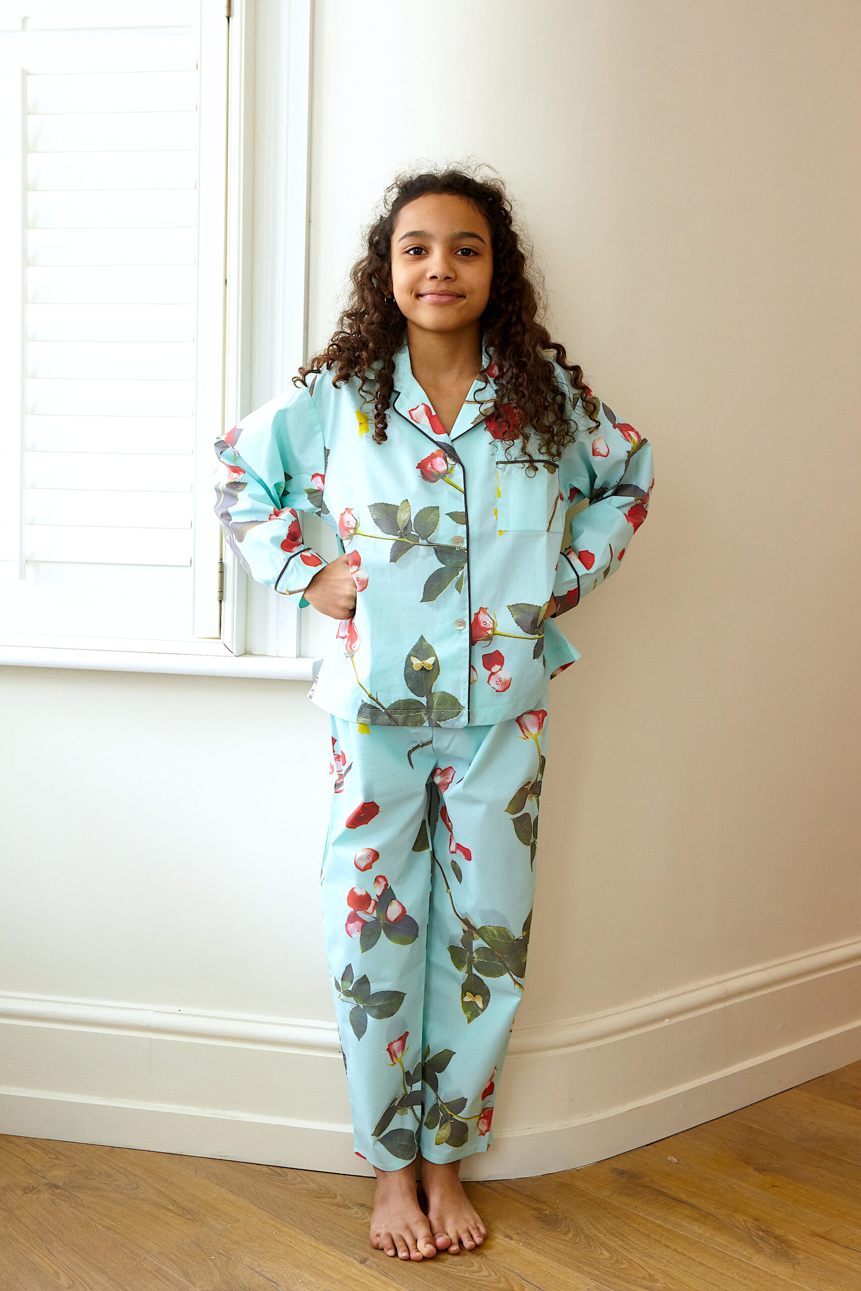 ‘Bed Of Roses’ – Turquoise Kids Pyjamas